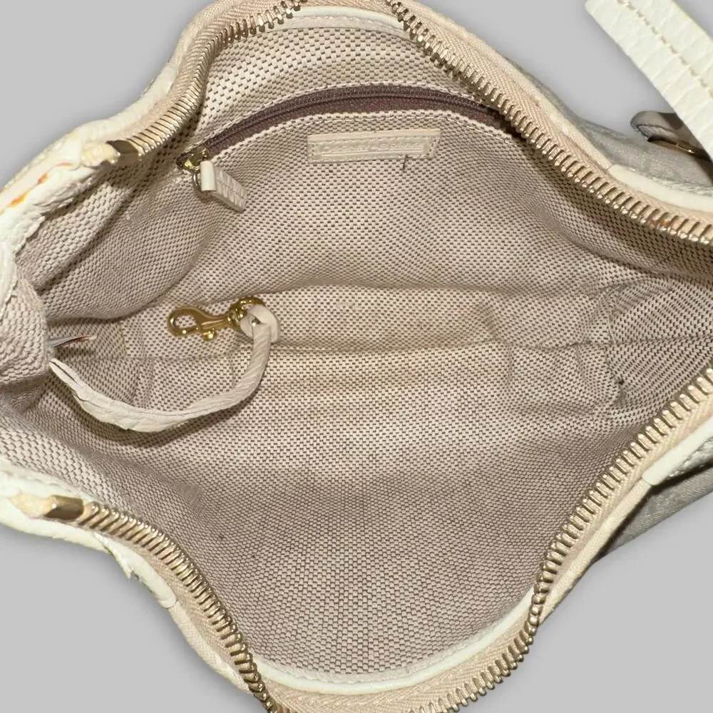 Vintage Dooney & Bourke Small Cream Monogram Hobo Shoulder Bag